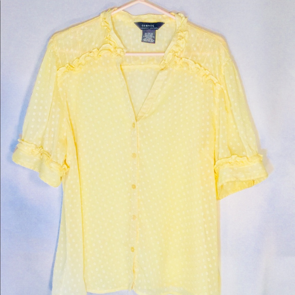 GEORGE Women's Sheer RUFFLED Sleeve Dress shirt